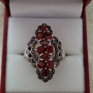 Vintage Czech Bohemian Style Garnet Ring